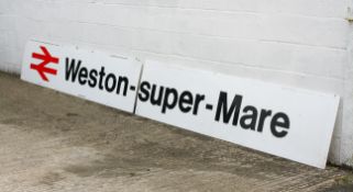 British Railways - A large plastic or perspex station sign for Weston-Super-Mare,