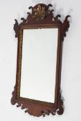 A George II style walnut fretwork mirror,