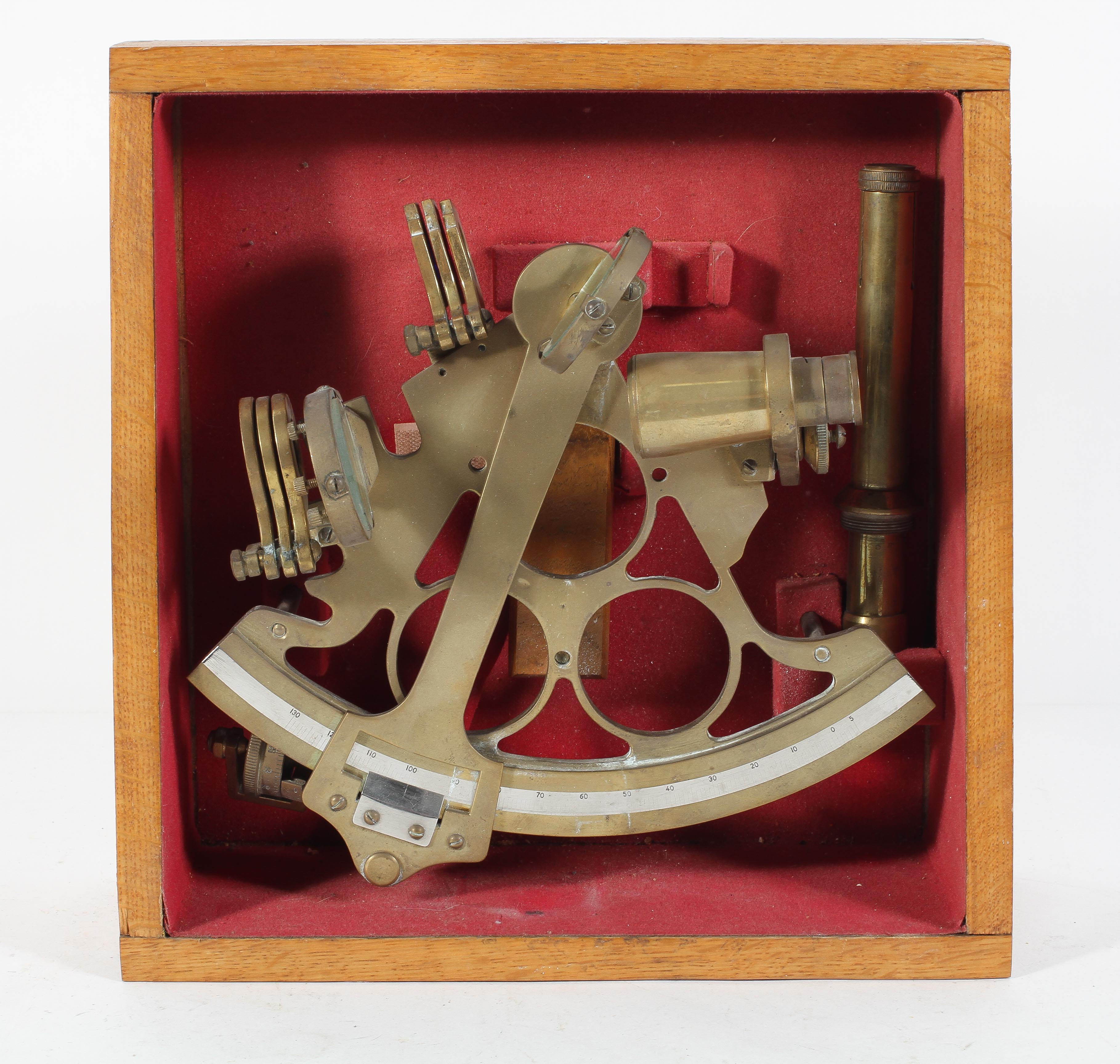 A brass sextant, late 19th century or 20th century,