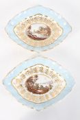 A pair of Derby dishes, circa 1785, of lozenge form,