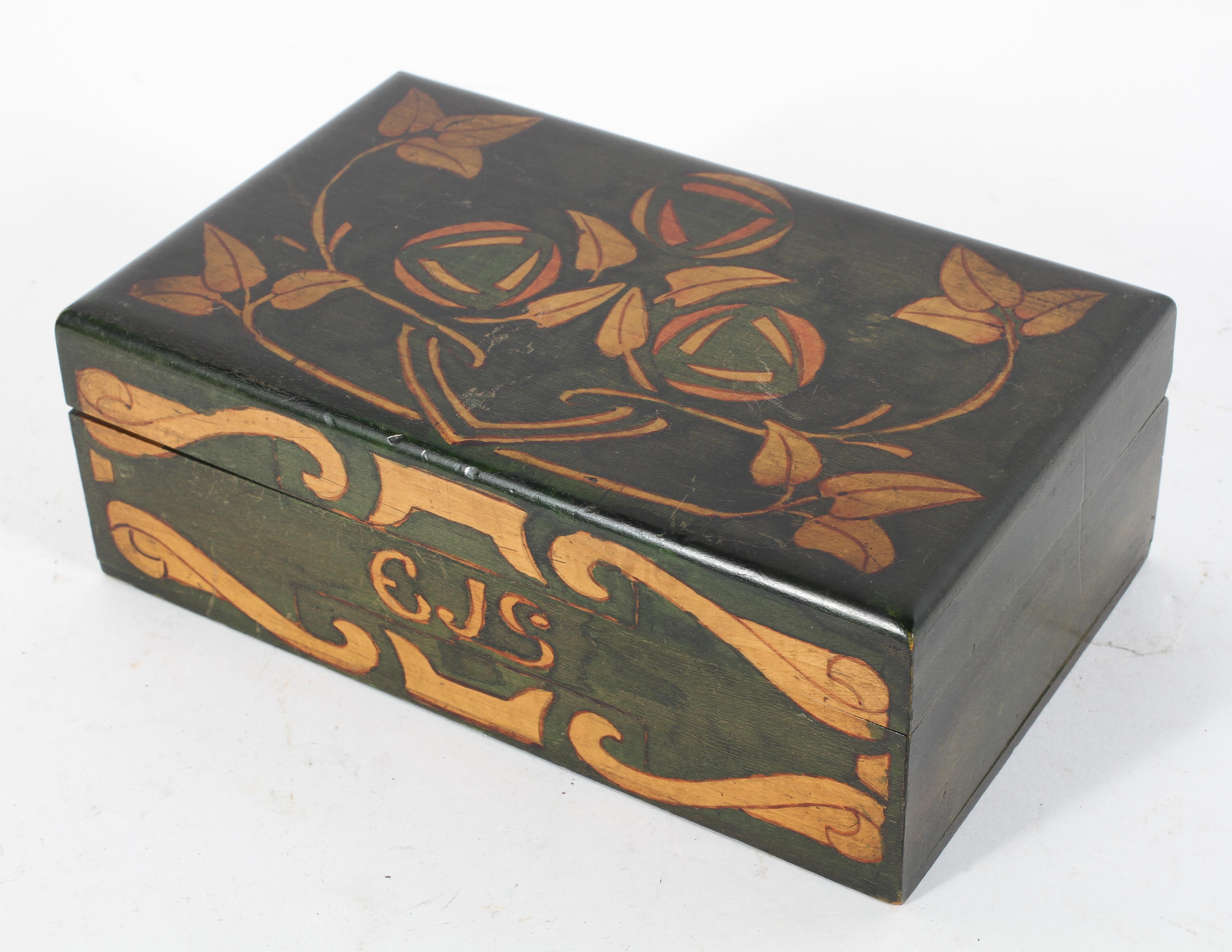 A Scottish Arts and Crafts wooden box and cover,