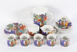 A Villeroy and Boch coffee service in the 'Acapulco' pattern, comprising a coffee pot and cover,