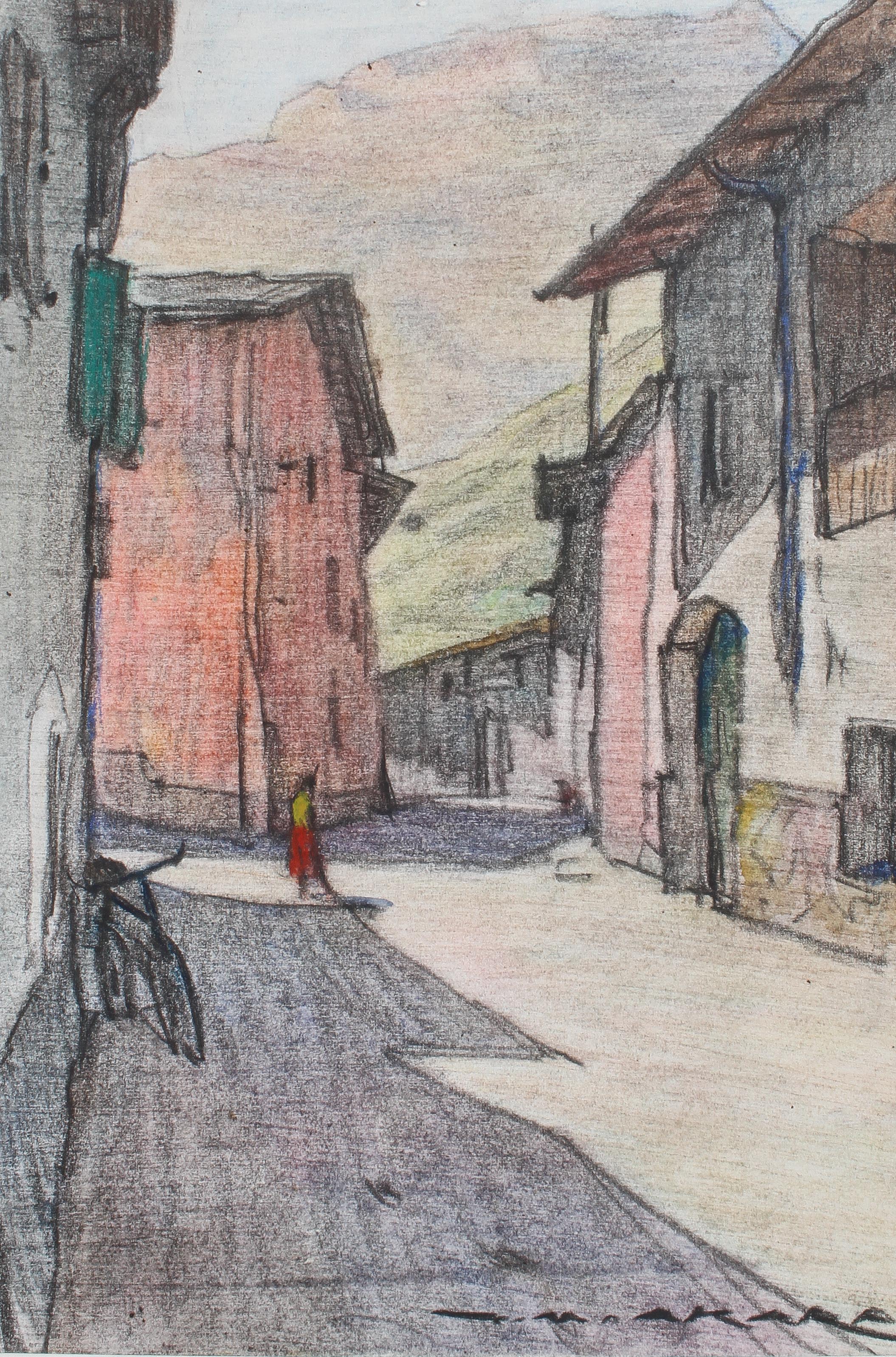 Giorgio Matteo Aicardi (1891-1984), Inverno in Piemonte - and three others, pencil and crayon, - Image 3 of 3