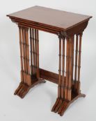 A Regency style mahogany and line inlaid quartetto of tables, on bamboo effect legs,