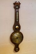 A 19th century mahogany and brass mounted wheel barometer, by G Soldini, Wincanton,
