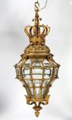 A French ormolu ceiling lantern, possibly late 19th century, of dodecahedral form,