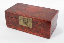 A Chinese red lacquered box and cover, 19th century,