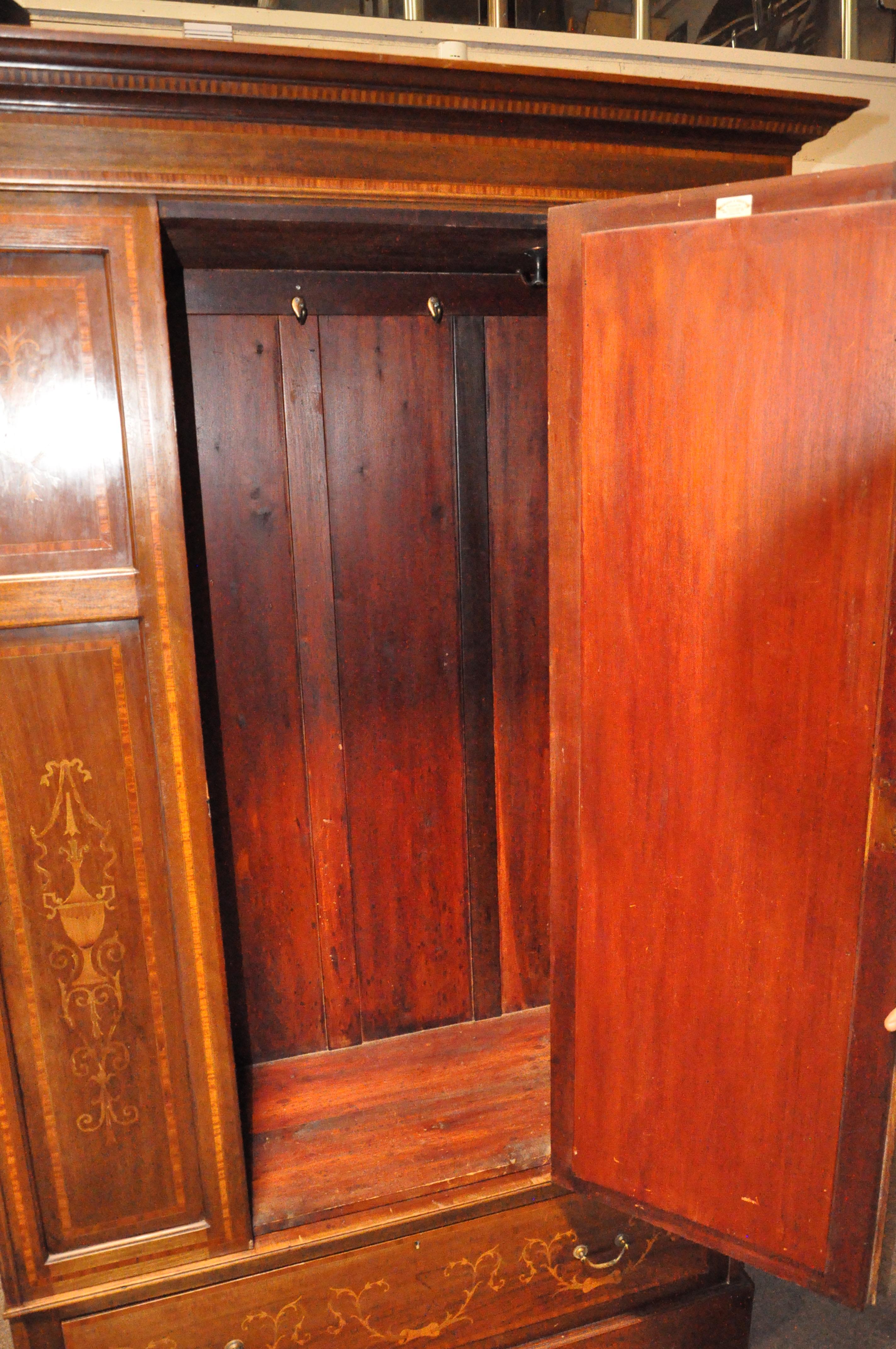 An Edwardian mahogany and satinwood inlaid wardrobe, by 'Edwards & Roberts', - Image 10 of 17