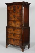 A George II style walnut chest on chest,