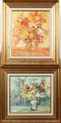 20th century school, Bouquet and Elle 88, pair, oil on board, titled and indistinctly signed,