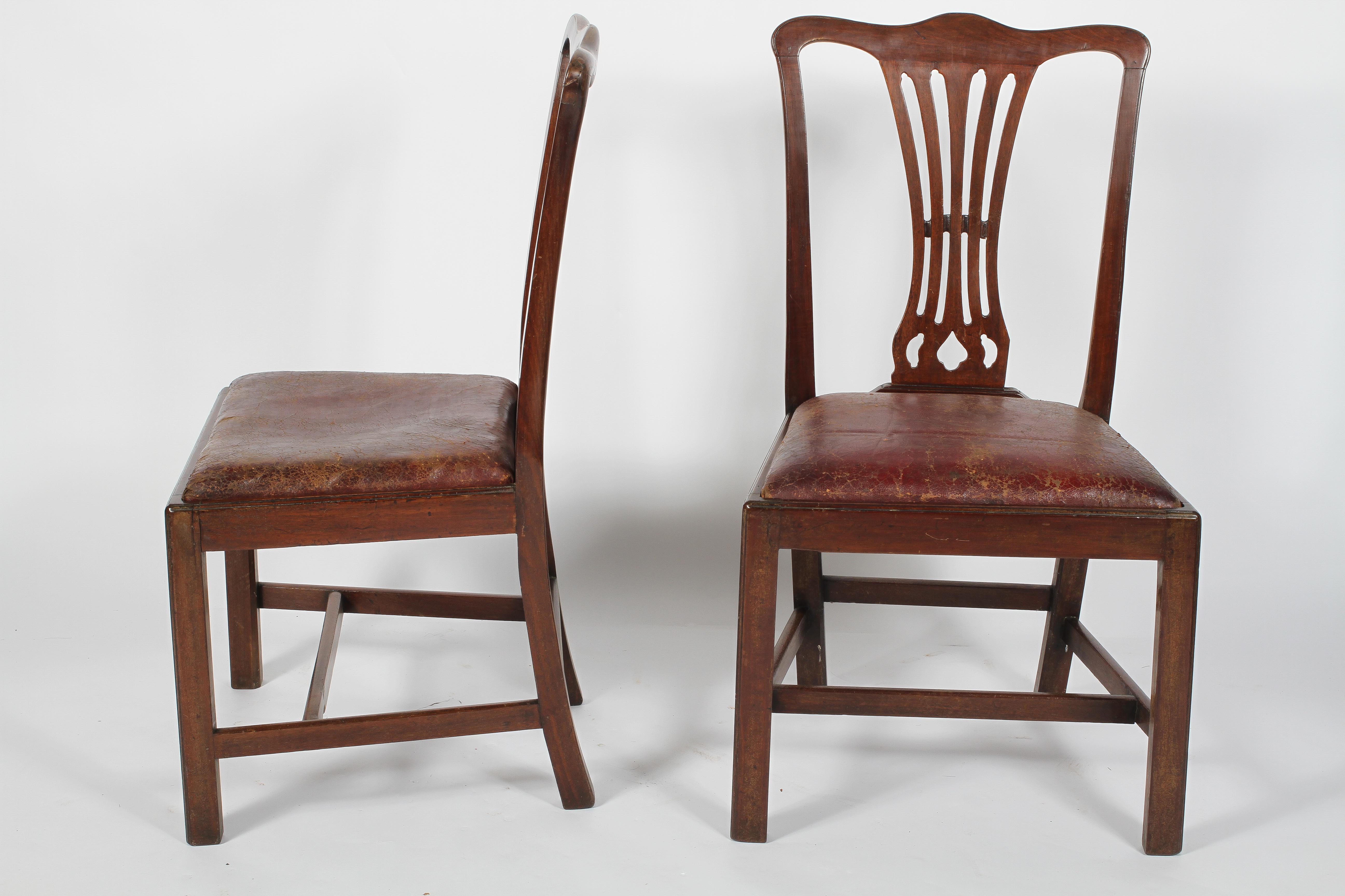 A pair of George III mahogany dining chairs, circa 1800, with pierced waisted splat, - Image 2 of 2