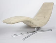 A contemporary Bo Concept Danish chaise lounge recliner in a cream suede type fabric