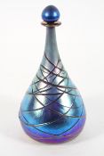 Siddy Langley, a glass scent bottle or decanter and stopper, signed and date 2001 to base,