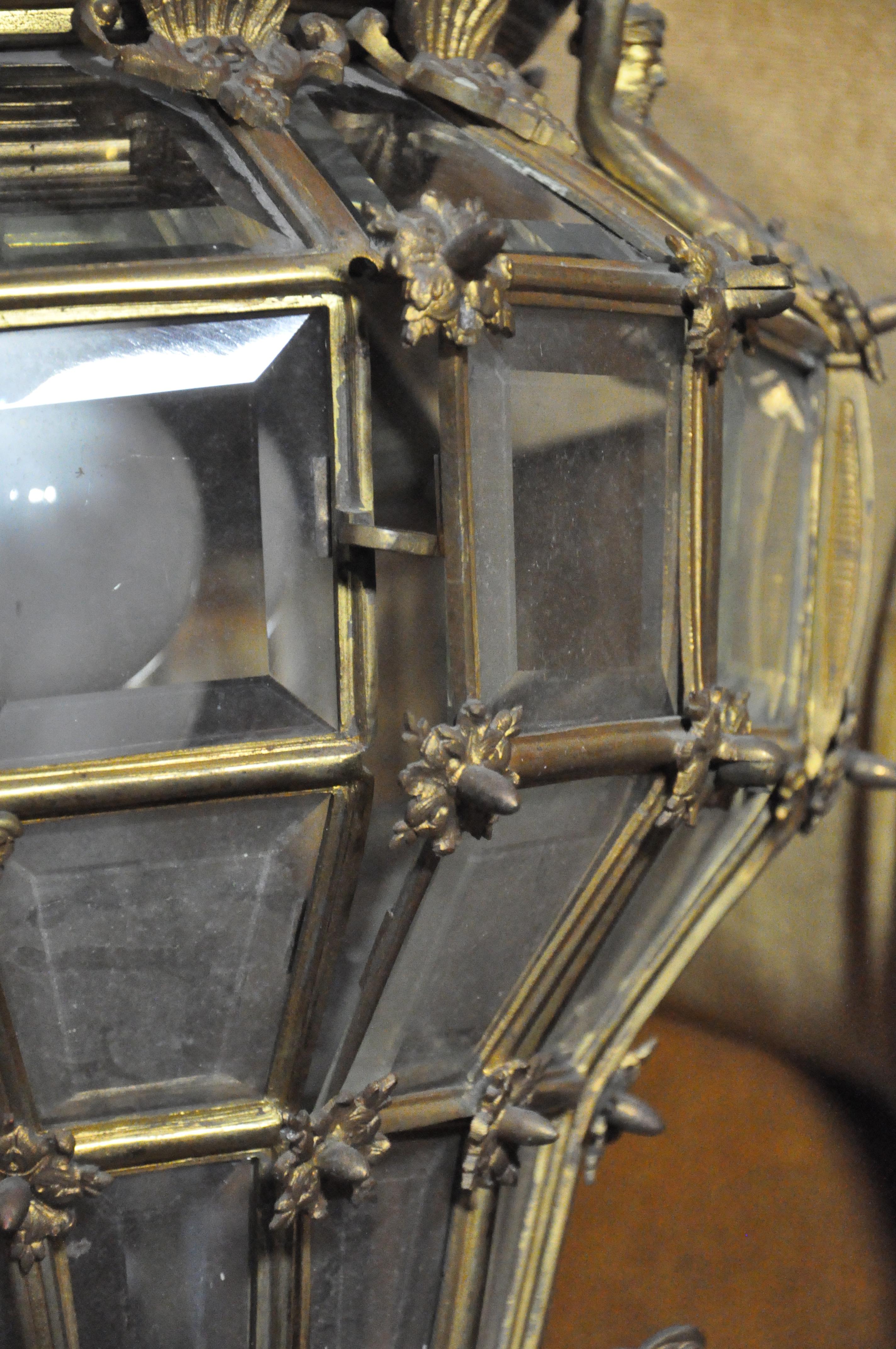 A French ormolu ceiling lantern, possibly late 19th century, of dodecahedral form, - Image 6 of 14