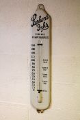 A Stephens Ink enamel advertising thermometer, with black lettering, by Jordons of Bilston,