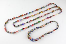 A collection of two millefiori beaded necklaces.