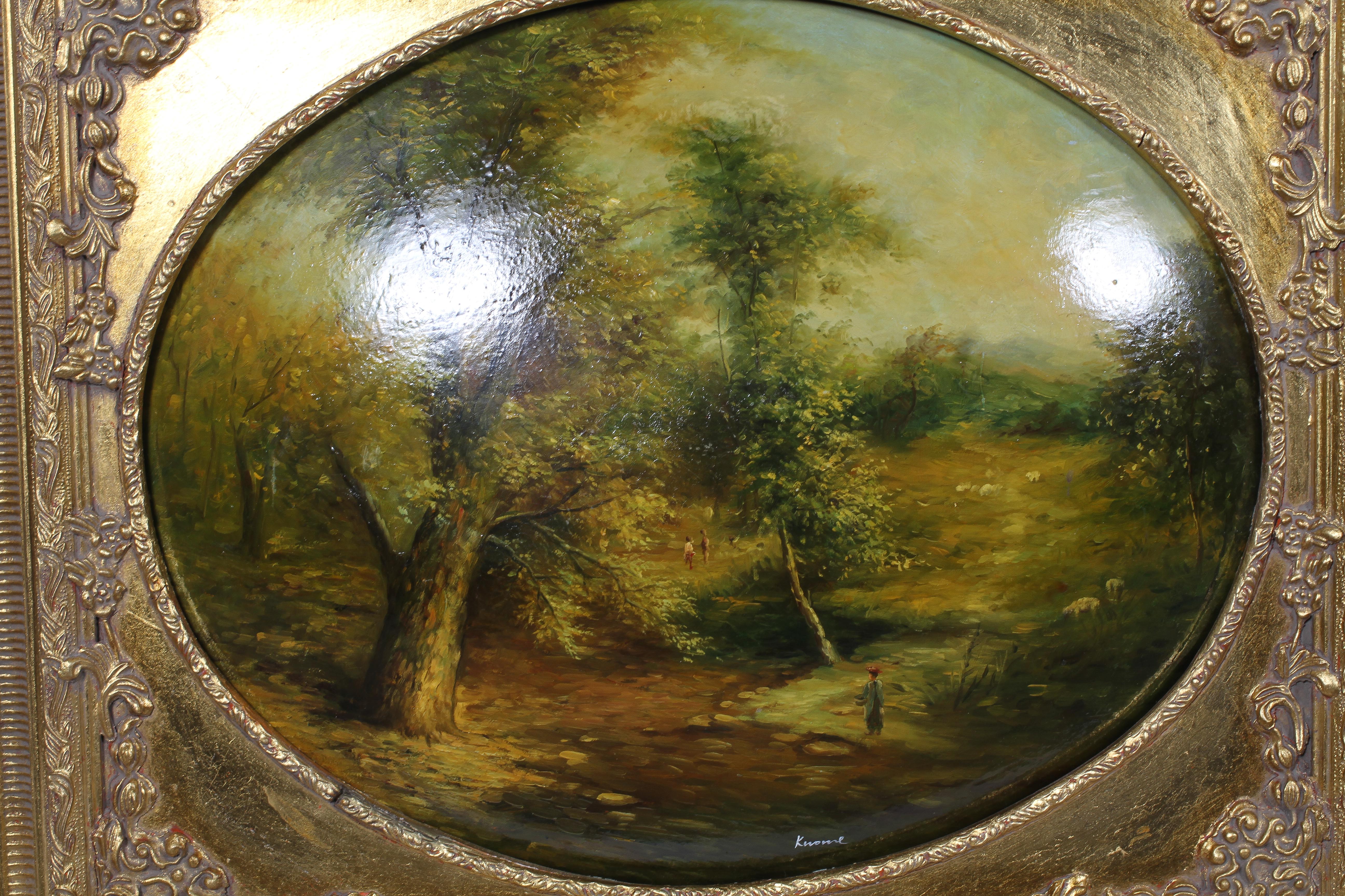 19th century style, Various farm animals, oil on domed oval panels, signatures, - Image 6 of 6