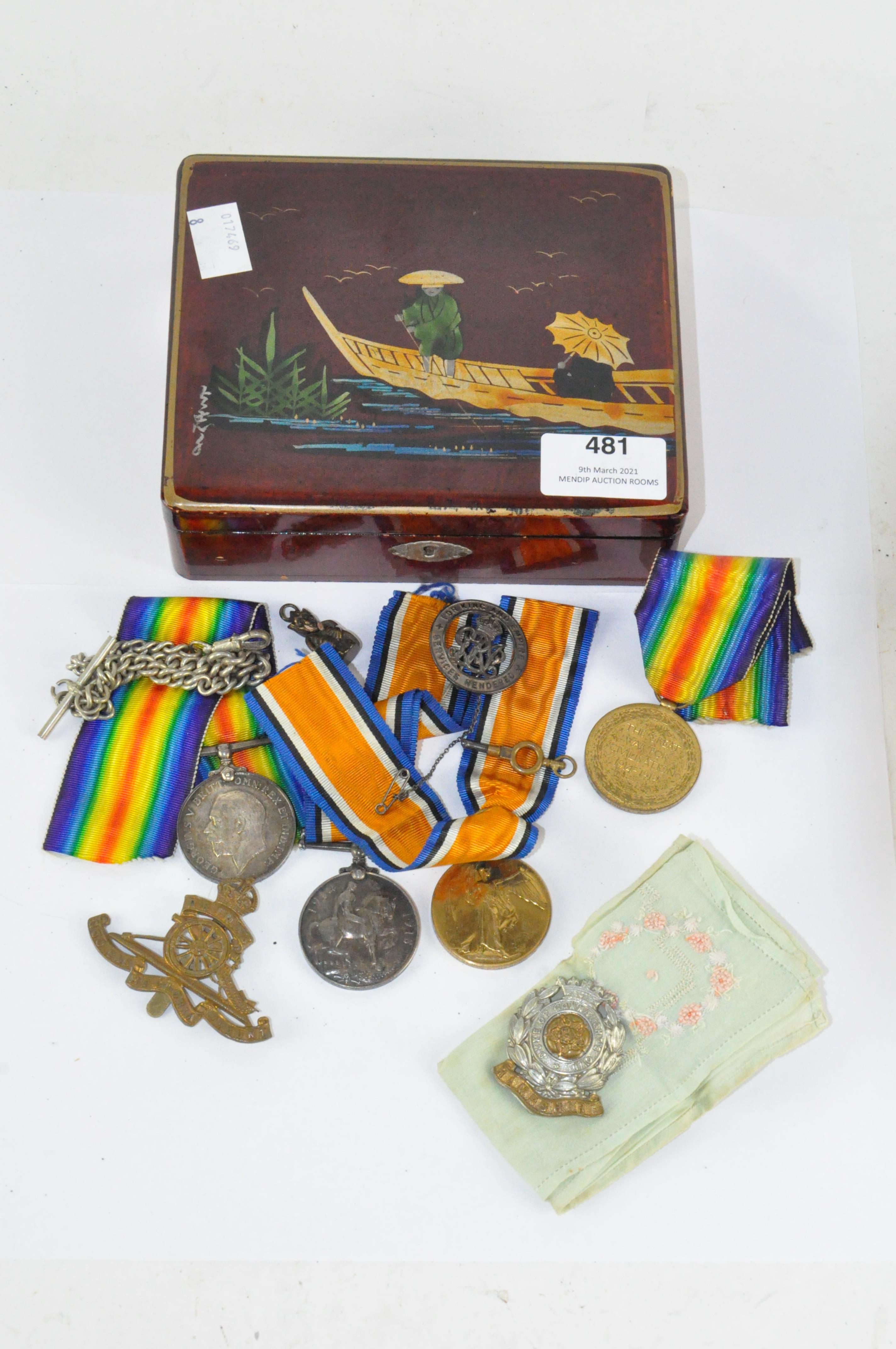 Two pairs of WWI Service medals, British War medal and Victory medal,