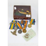 Two pairs of WWI Service medals, British War medal and Victory medal,