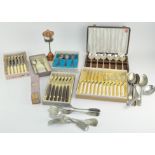 A collection of silver plated flatware, most boxed,