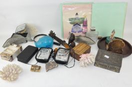 An extensive selection of collectables, including coral, Tuckers Devon Goodies tin,