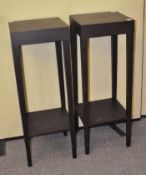 A pair of modern ebonised square jardiniere stands,