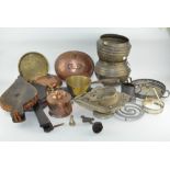 Assorted metalware, including two sets of bellows,