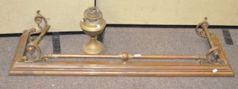 An assortment of items, to include brass fender and lamps,