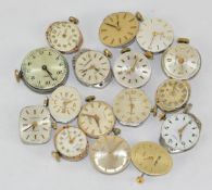 A group of sixteen vintage watch workings