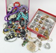 Two boxes of assorted costume jewellery,