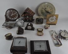Assorted clocks and barometers,