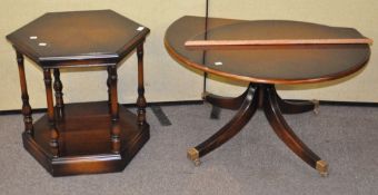 A mahogany hexagonal coffee table, 58cm high,