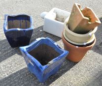 Eight assorted garden plant pots