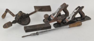 A selection of various tools, to include a Stanley Bailey plane,