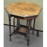 A late 19th century side table of octagonal form with inlaid decoration to the top,
