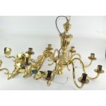 An Eight branch gilt brass chandelier, 75cm diameter,