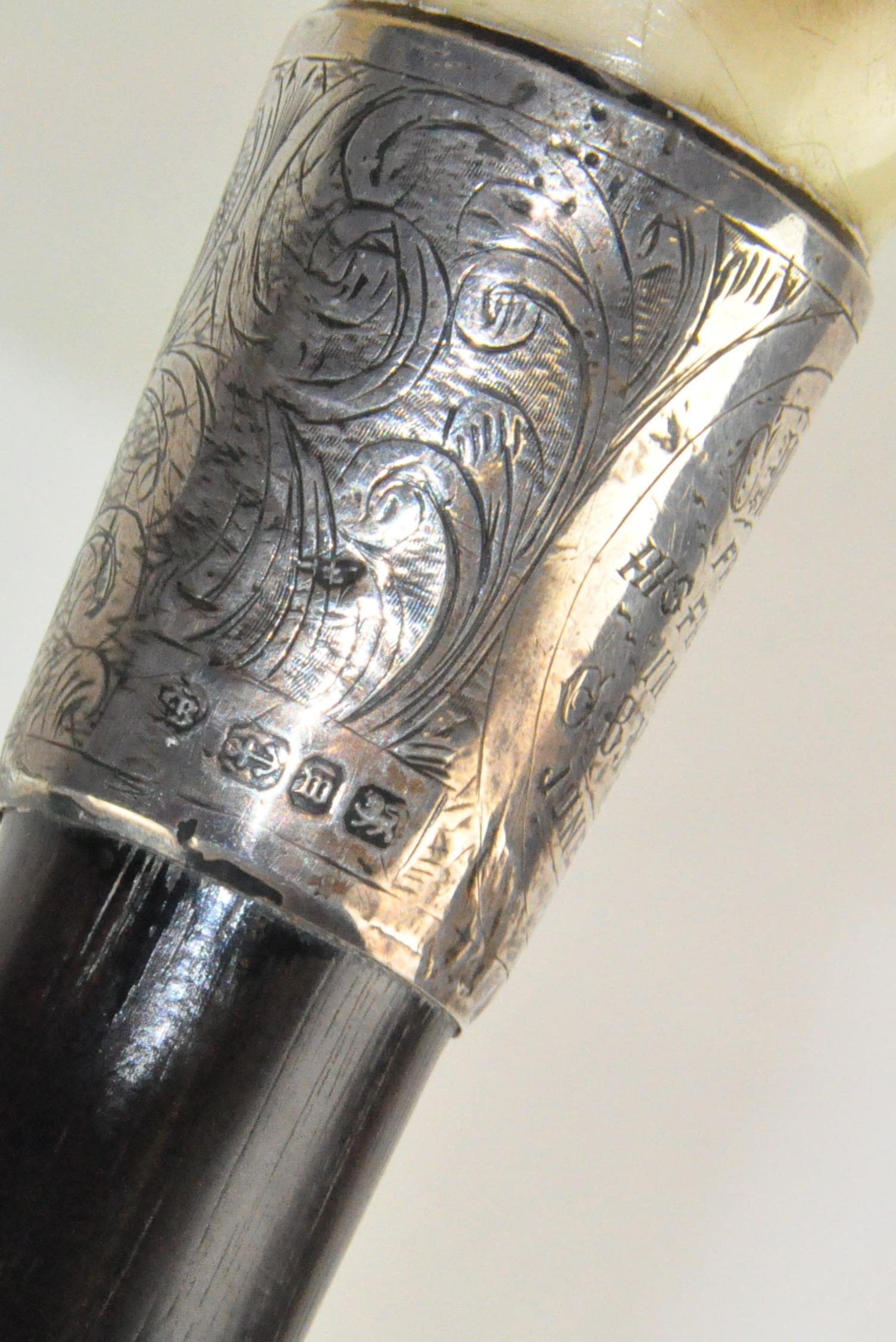 A late Victorian silver mounted walking stick, dated 1897, 88. - Image 3 of 3