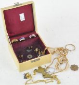 A box of vintage jewellery, including rings earrings,