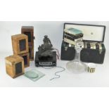 An assorted group of items, including carriage clock cases,