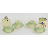 Four Susie Cooper Art Deco coffee cups and saucers....