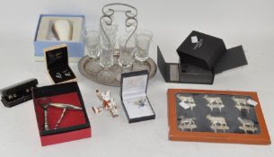 Assorted items, including silver cufflinks,