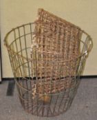 A group of three metal baskets,