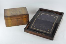 A Victorian mahogany writing slope with brass inlay,