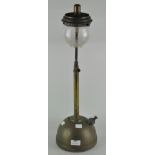 A brass Tilley oil lamp with glass reservoir,