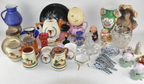 A large collection of assorted ceramics in two boxes, to include Goebel Monk,