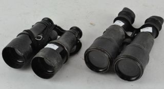 Two pairs of leather mounted night and day binoculars