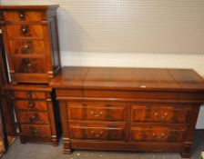 A mahogany and walnut dressing table, 83cm high x 145cm wide x 53cm deep,