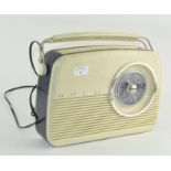 A vintage Bush radio, blue and white in colour,