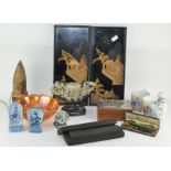 A collection of assorted items, to include a pair of cork panels,