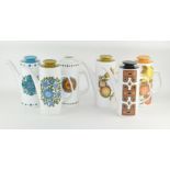 A group of six retro coffee pots by J G Meakin Studio,